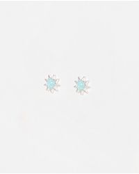 Oliver Bonas - Cyra Sun Silver Opalite Stud Earrings - Lyst