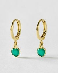 Oliver Bonas - Auden Onyx Heart Charm Hoop Drop Earrings - Lyst