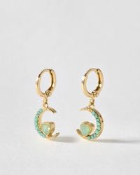 Oliver Bonas - Avaluna Stone Moon & Heart Charm Drop Earrings - Lyst