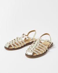 Oliver Bonas - Plait Detail Gold Leather Gladiator Sandals, Size Uk 5 - Lyst