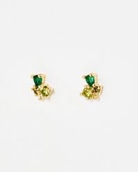 Oliver Bonas - Emer Green Stone Cluster Stud Earrings - Lyst