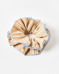 Oliver Bonas - Maddie Striped & Blue Trim Large Hair Scrunchie - Lyst