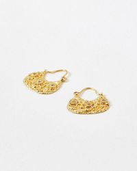 Oliver Bonas - Rosyn Flower Ornate Textured Plated Drop Earrings - Lyst