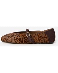 Oliver Bonas - Leopard Print Leather Ballet Flats, Size 3 - Lyst