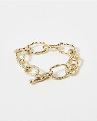 Oliver Bonas - Deryn Textured Chunky Link T-bar Chain Bracelet - Lyst