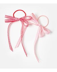 Oliver Bonas - Drury Red & Pink Gingham Bow Hair Bands Set Of Two - Lyst