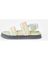 HOFF - Galdana Peach & Mint Woven Flatform Sandals, Size Uk 3 - Lyst