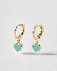 Oliver Bonas - Ottilie Heart Gold Tone Huggie Earrings - Lyst