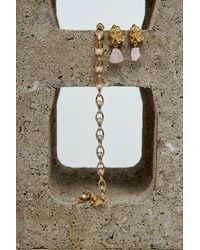 Oliver Bonas - Talia Molten Metal Rose Quartz Drop Earrings - Lyst