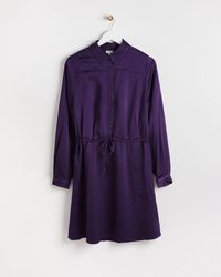 Oliver Bonas - Satin Tie Waist Purple Mini Dress, Size 6 - Lyst