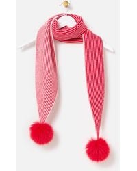 Oliver Bonas - & Pink Striped Pom Pom Skinny Knitted Scarf - Lyst