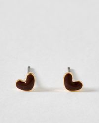 Oliver Bonas - Anne Mini Enamel Heart Stud Earrings - Lyst