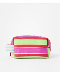 Oliver Bonas - Pink & Green Striped Small Wash Bag - Lyst