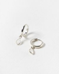 Oliver Bonas - Auden Tiny Teardrop Rainbow Moonstone & Silver Huggie Earrings - Lyst
