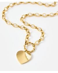 Oliver Bonas - Louisa Etched Heart Tone Waterproof Chain Necklace - Lyst