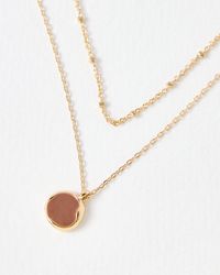 Oliver Bonas - Emir Brown Enamel Drop Layered Necklace - Lyst