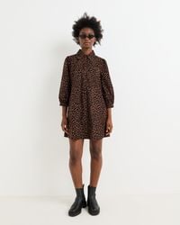 Oliver Bonas - Brown Animal Print Corduroy Mini Shirt Dress, Size 14 - Lyst