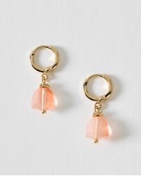 Oliver Bonas - Raye Flower Charm Drop Huggie Earrings - Lyst
