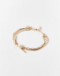 Oliver Bonas - Rosalind Freshwater Pearl & Bar Layered Chain Bracelet - Lyst