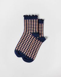 Oliver Bonas - Geometric Diamond Navy & Purple Ankle Socks - Lyst