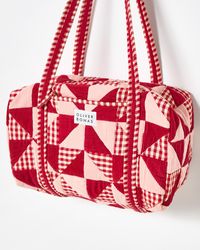 Oliver Bonas - Emily Red & Pink Patchwork Corduroy Quilted Bag - Lyst