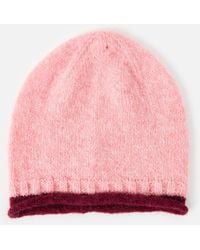 Oliver Bonas - & Burgundy Trim Knitted Beanie Hat - Lyst