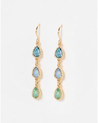 Oliver Bonas - Intira Stone Teardrop Tiered Drop Earrings - Lyst