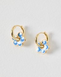 Oliver Bonas - Dara Enamel Flower Charm Hoop Earrings - Lyst