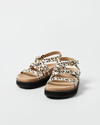 Oliver Bonas - Animal Crossover Leather Flatform Sandals, Size Uk 3 - Lyst