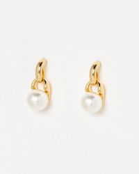 Oliver Bonas - Arbor Faux Pearl Drop Tone Stud Earrings - Lyst