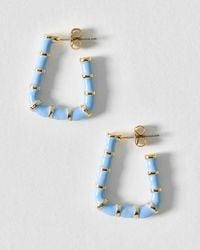 Oliver Bonas - Oline Enamel Rectangular Hoop Earrings - Lyst