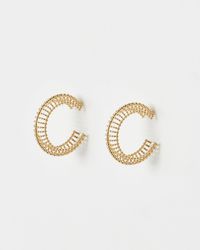Oliver Bonas - Amaya Textured Beaded Gold Hoop Earrings - Lyst