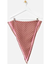 Oliver Bonas - Chocolate Brown & Pink Polka Dot Diamond Scarf - Lyst