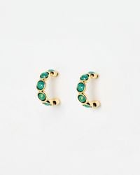 Oliver Bonas - Skylar Circular Green Stone Detail Hoop Earrings - Lyst