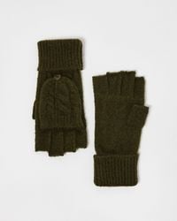 Oliver Bonas - Khaki Cable Knitted Fingerless Gloves - Lyst