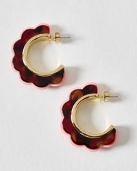 Oliver Bonas - Miranda & Red Resin Curve Edge Hoop Earrings - Lyst