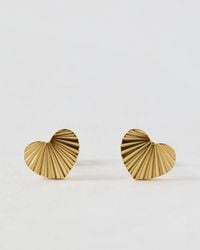 Oliver Bonas - Melony Tone Waterproof Etched Heart Stud Earrings - Lyst