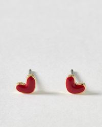 Oliver Bonas - Anne Mini Enamel Heart Stud Earrings - Lyst