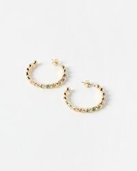 Oliver Bonas - Skye Gold Tone Rainbow Stone Large Hoop Earrings - Lyst