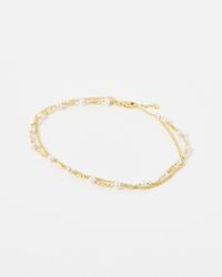 Oliver Bonas - Lowri Freshwater Pearl Double Row Anklet - Lyst