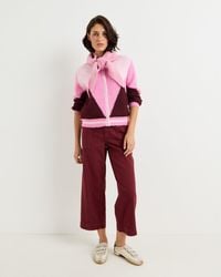 Oliver Bonas - Wine Red Scalloped Pocket Cropped Wide Leg Jeans, Size 10 - Lyst