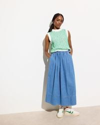 Oliver Bonas - Denim Elasticated Waist Midi Skirt, Size 6 - Lyst