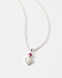 Oliver Bonas - Varda Opalite Heart Charm Silver Pendant Necklace - Lyst