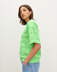 Oliver Bonas - Lime Square Broderie T-shirt, Size 6 - Lyst
