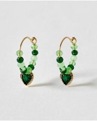 Oliver Bonas - Nova Beaded Heart Hoop Earrings - Lyst