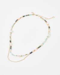 Oliver Bonas - Skye Beaded Faux Pearl Layered Necklace - Lyst