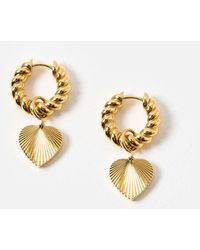 Oliver Bonas - Louisa Etched Heart Tone Waterproof Chunky Hoop Earrings - Lyst