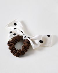Oliver Bonas - Rosita Black & Polka Dot Bow Scrunchie - Lyst