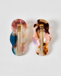 Oliver Bonas - Harley Brown & Pink Resin Clips Set Of Two - Lyst