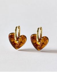 Oliver Bonas - Oona Resin Heart Charm Hoop Earrings - Lyst